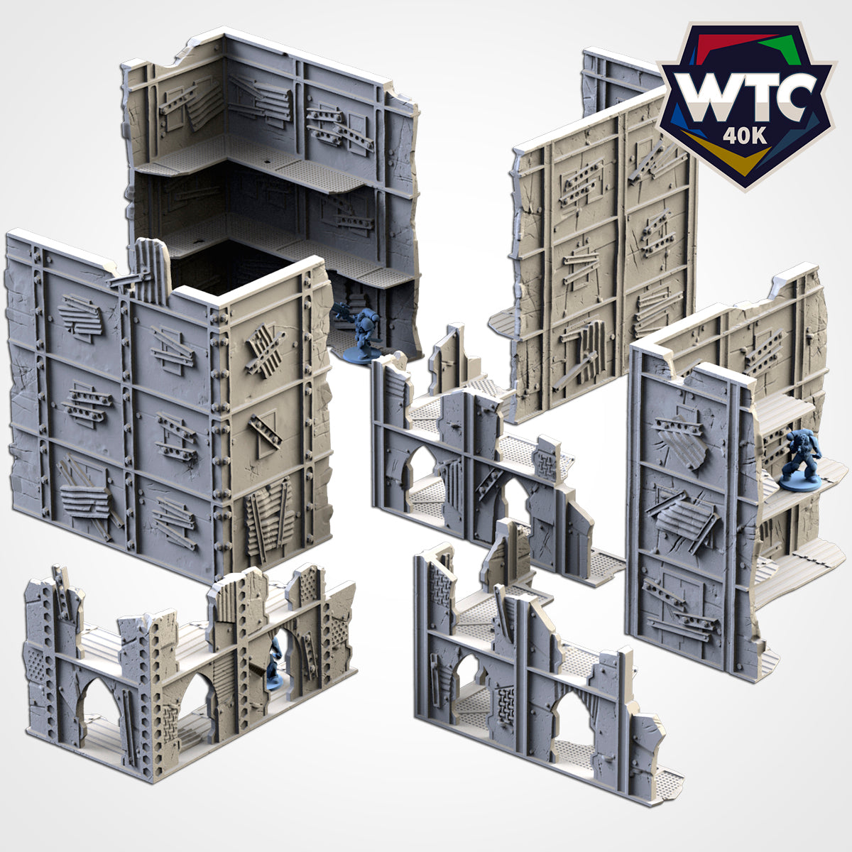 Post Apocalyptic Ruined WTC Terrain Tall Set or Pieces {By TxarliFactory}