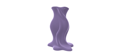 A 3D rendering of a purple, flowing dress against a black background.