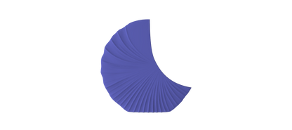 A single, curved, purple object resembling a shell or crescent moon against a black background.